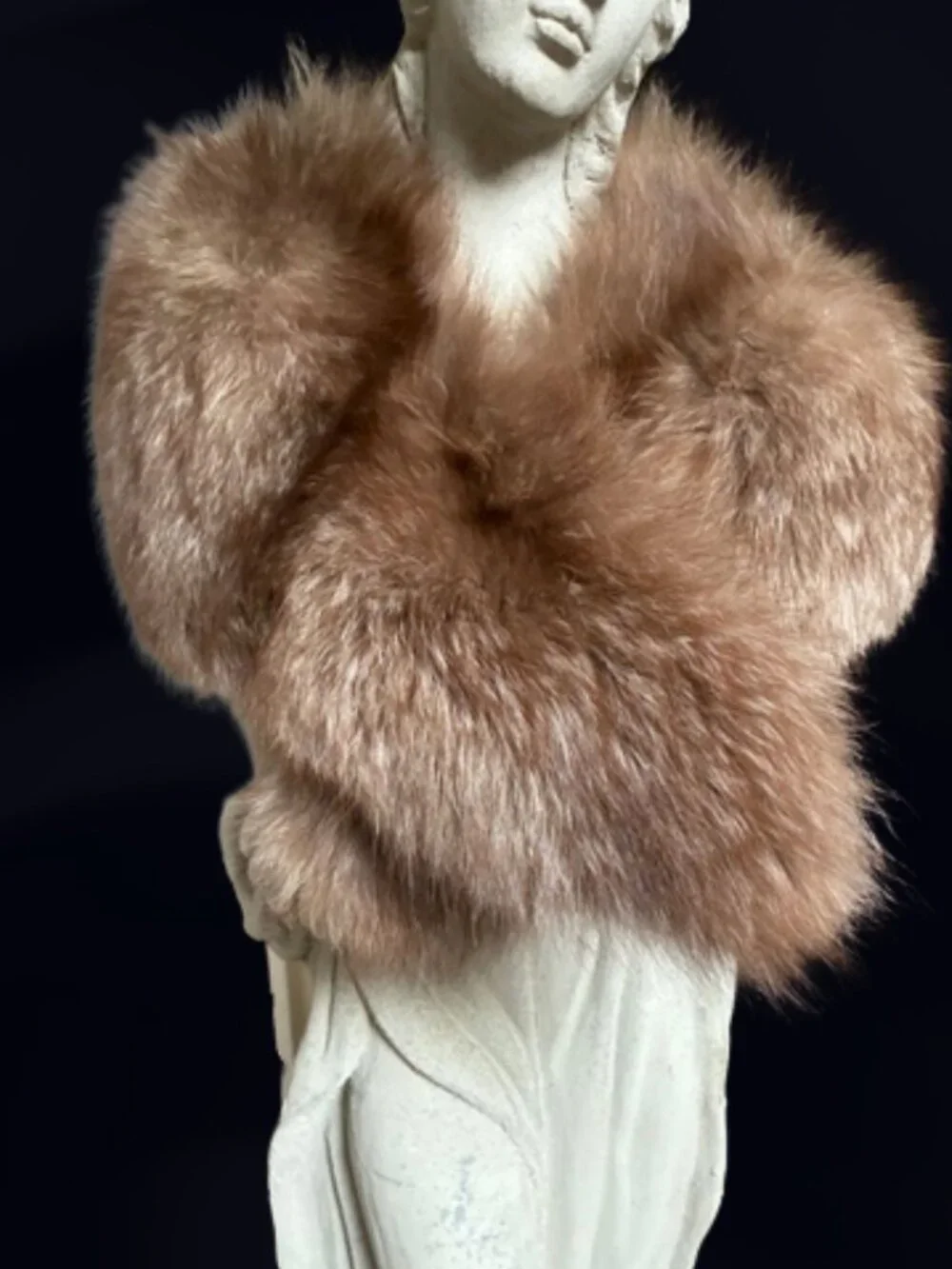 Vintage Fox Fur Collar Stole  Peach Satin Lined  EUC